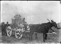 Agricultural fair parade, decorated wagon