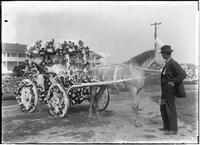 Agricultural fair parade, decorated wagon