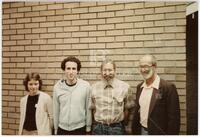 Photograph of Paul Halmos and his mathematical descendants, July 1984