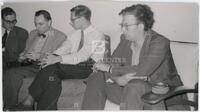 Photograph of Edwin Spanier (2nd from left), Klaus Krickeberg, and Robert Hermann