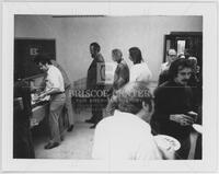 Photograph of the Christmas tea party at the Indiana University Mathematics department, December 10, 1974