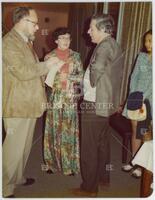 Photograph of Brian and Val Abrahamson along with Eric Barns, June 1975