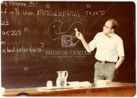 Photograph of a Mathematician lecturing at a conference in Budapest, August 1980