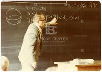 Photograph of a Mathematician lecturing at a conference in Budapest, August 1980
