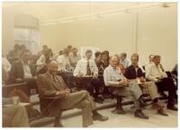 Photograph of the audience at a colloquium in Indiana University, October 1983