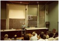 Photograph of Adam McBride during the Edinburgh Math Society colloquium, July 1984