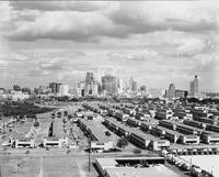 Allen Parkway Village with downtown skyline; Downtown Buildings