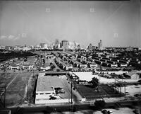 Allen Parkway Village with downtown skyline; Downtown Buildings