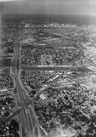 Downtown Houston and Gulf freeway; Aerials-1950s