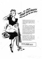 "Cheap Electricity" wartime ad; Industrial-Houston Lighting and Power