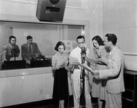 Group at mic, no. 4708; Radio and television