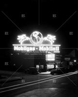[Mobile oil sign at night], no. 02189-2; Gas stations-misc.