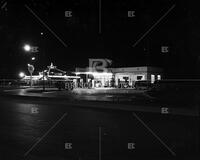 Texaco station at night, Porter Parrish; Gas stations, Texaco