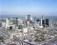 Aerials of downtown skyline; Bob Bailey Studios