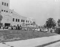 Photograph of crowd queueing to attend a performance by Elvis Presley in Tampa, Florida, 1956
