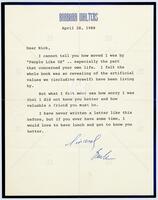 Letter from Barbara Walters to Dominick Dunne