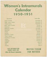 Women’s Intramural Calendar, 1950-1951