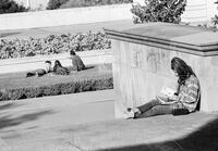 Campus scenes, student reading