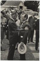 Senator Lyndon Johnson greeting Senator William Blakley
