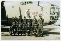 Photograph of U.S. Army Air Corps crew in front of "Red Wing" bomber plane