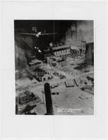 Photograph of U.S. Army Air Corps bomber bombing oil fields near Ploesti, Romania