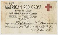 American Red Cross Service Club Membership Card