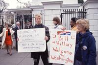 Bill Clinton meets with George Bush