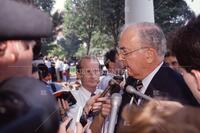 Jesse Helms speaks to press