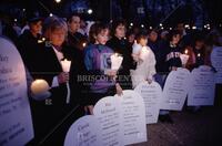 Candlelight vigil, anti-abortion demonstrators on steps of Capitol during pro-life demonstration [C 001534]