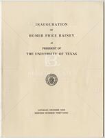 Inauguration of Homer Price Rainey As President of The University of Texas