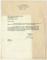 Letter from J.R. Parten to Frances "Sissy" Farenthold