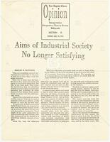 "Aims of Industrial Society No Longer Satisfying"