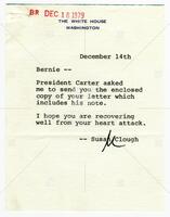 Letter from Bernard Rapoport to Jimmy Carter