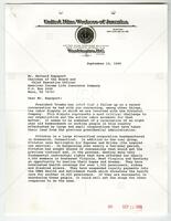 Letters between Bernard Rapoport, Richard L. Trinclisti, and Richard Trumka of the United Mine Workers of America
