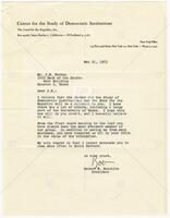 Letter from Robert Hutchins to J. R. Parten