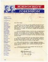 Letter from Ralph Yarborough on behalf of John F. Kennedy campaign