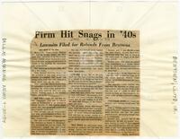 "Firm Hit Snags in '40s"