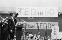 [Senator Ted Kennedy speaking at a campaign event]