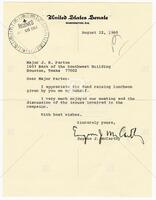 Letter from Eugene McCarthy to J.R. Parten