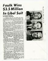 "Faulk wins $3.5 Million In Libel Suit"