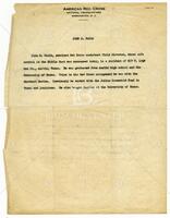 Letter from American Red Cross regarding John Henry Faulk