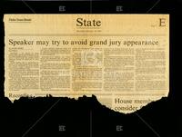 "Speaker may try to avoid grand jury appearance"