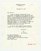 Letter from Ray Marshall to Bernard Rapoport