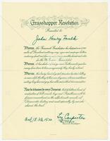 Grasshopper Resolution presented to John Henry Faulk