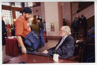 University of Texas at El Paso visit, book signing event, Bernard Rapoport with unidentified man