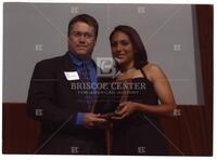Brian Davis and Alexis Garcia at Rapoport Scholarship award ceremony at University of Texas at Austin