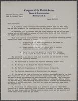 Letter from Jack Brooks and Laurence Curtis to the House of Representatives, March 5, 1956