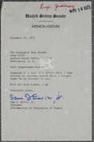 Note from Sam Ervin, Jr. to Jack Brooks regarding his letter to Peter Rodino, November 13, 1973