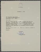 Typewritten note from Treasury Secretary Lloyd Bentsen to Jack Brooks, December 1, 1994