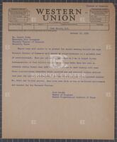 Telegram from Jack Brooks to Beaumont Chamber of Commerce, January 17, 1956